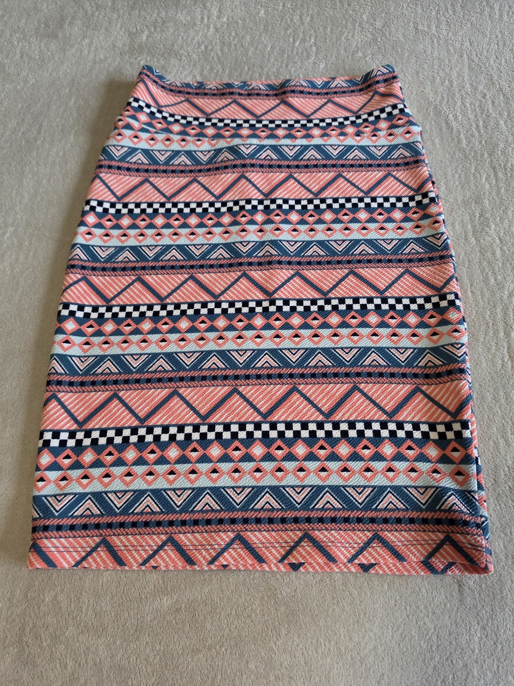 LuLaRoe Pink and Navy Geometric Pencil Skirt